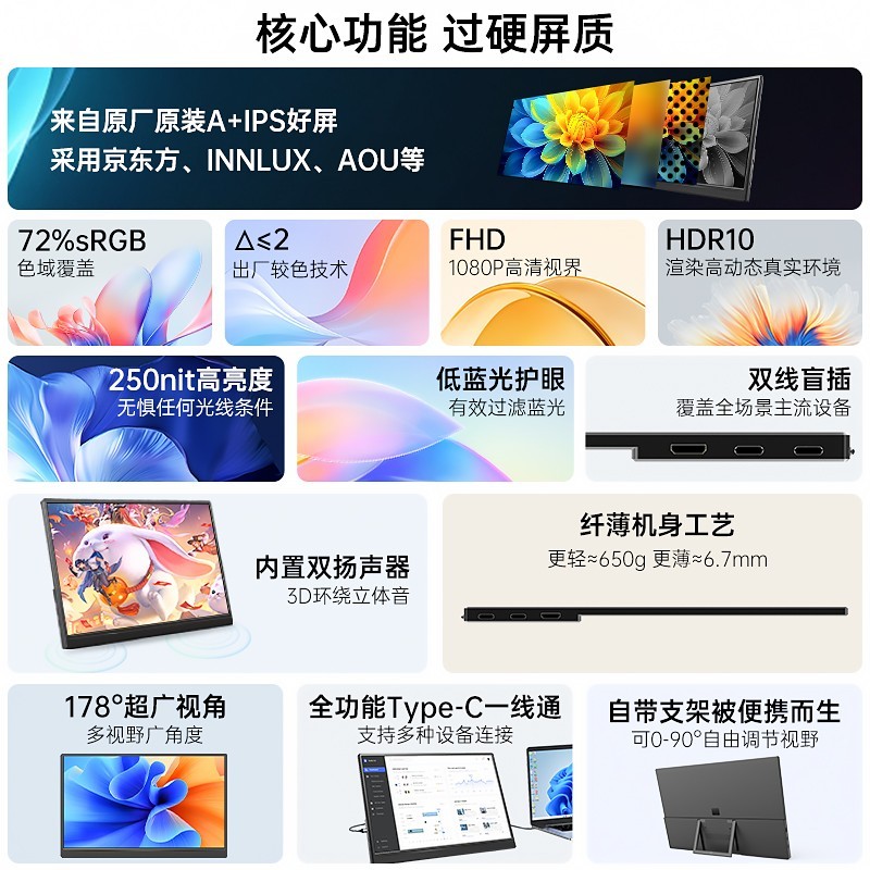 爱国者15.6英寸便携屏298元