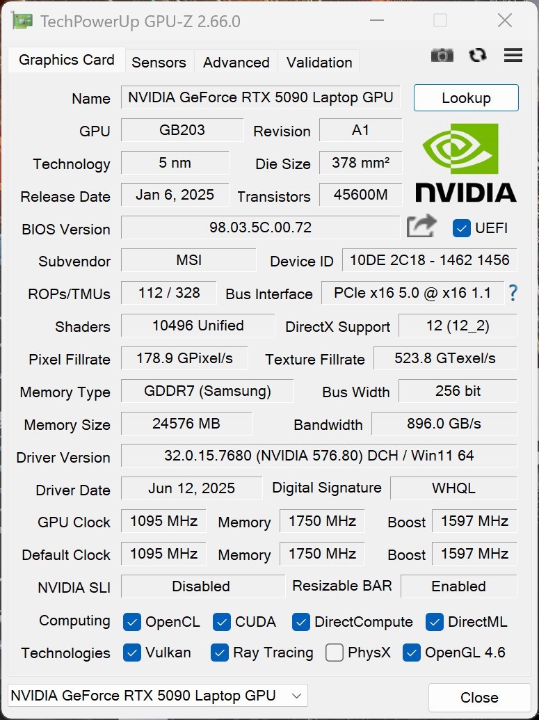 游戏本卡皇性能炸裂 移动版RTX5090性能实测