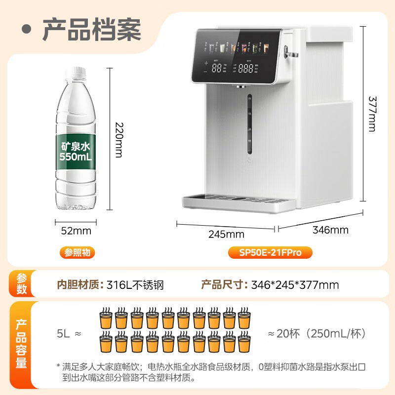 美的5L316L电热水瓶到手554元