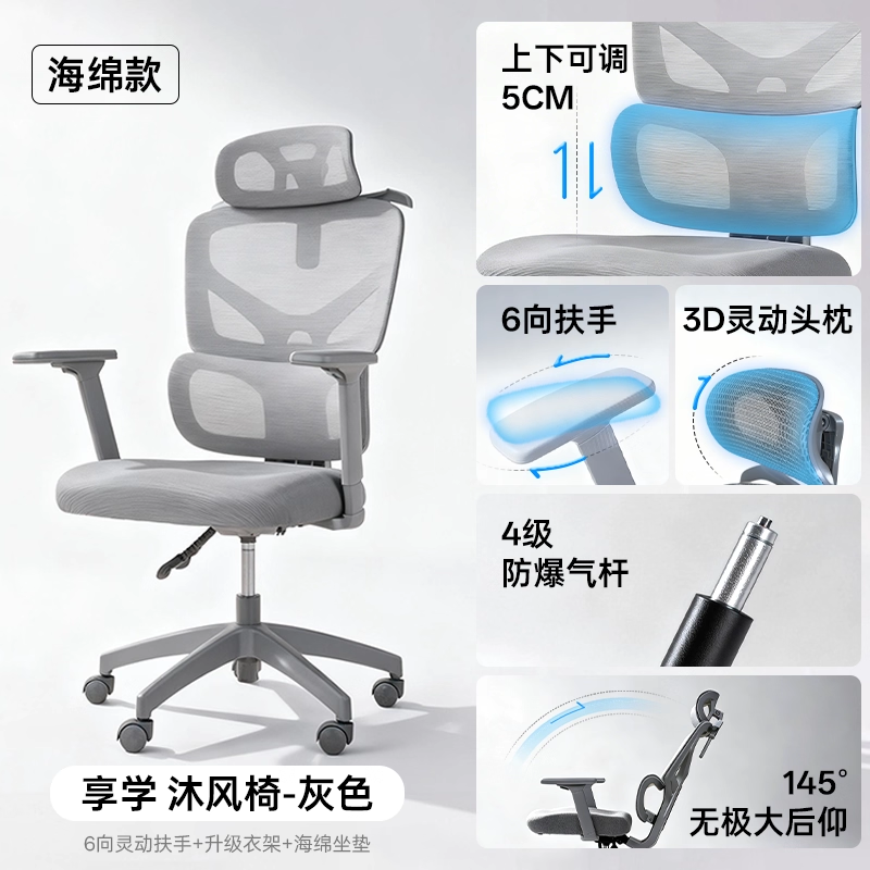 享学 人体工学椅家用舒适电脑椅久坐护腰电竞椅子靠背办公椅座椅