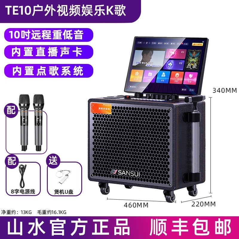山水 TE155大功率户外K歌带屏拉杆视频点歌一体机音响广场舞音箱