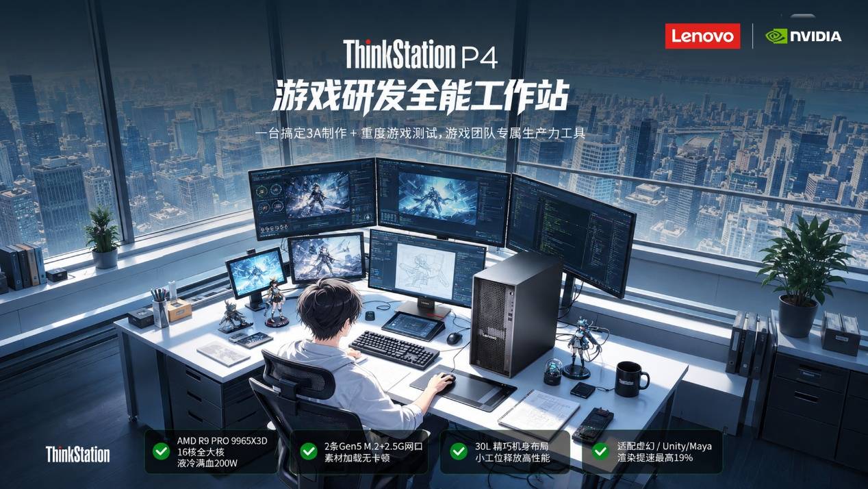 不用在工作站和游戏主机之间二选一,ThinkStation P4 全都要