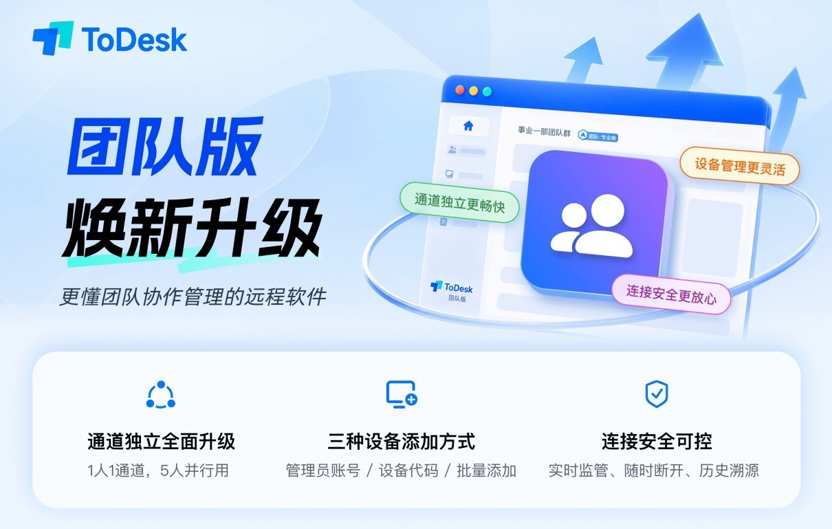 IT运维不用再抢通道:ToDesk团队版全新升级5人独立并发远控