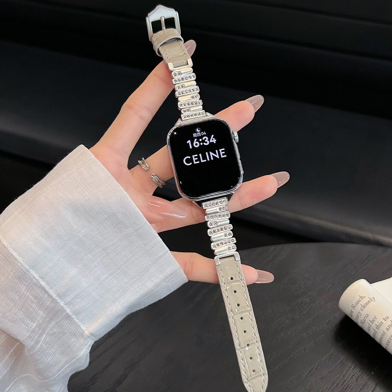 圣铂 适用华为fit5手表表带watch fit5pro新款不规则镶钻表带fit4夏季金属fit3竹节纹皮fit三四代智能手表男女腕带