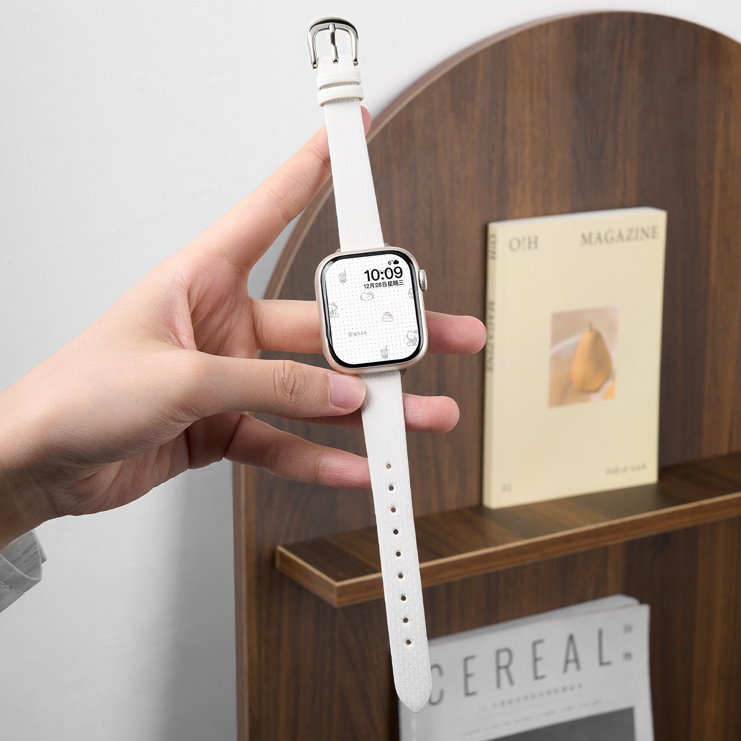 匠戴 适用iwatch11表带S11苹果S10手表applewatch9创意网格纹S9女款SE3夏季皮质S8时尚S7新款711智能高级感