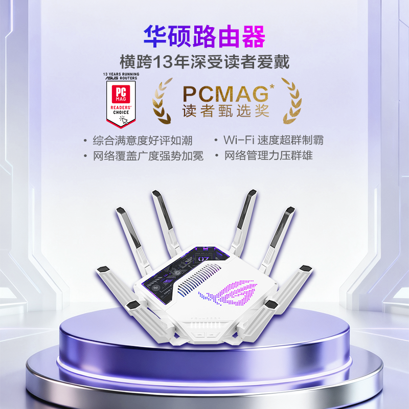 华硕 ROG八爪鱼7 AI WiFi7电竞无线三频路由器 双万兆口+四个2.5G口 Aimesh随心组
