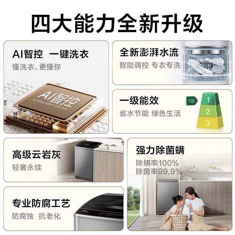 TCL 8 公斤波轮洗衣机 B80L2R 低至 499.2 元