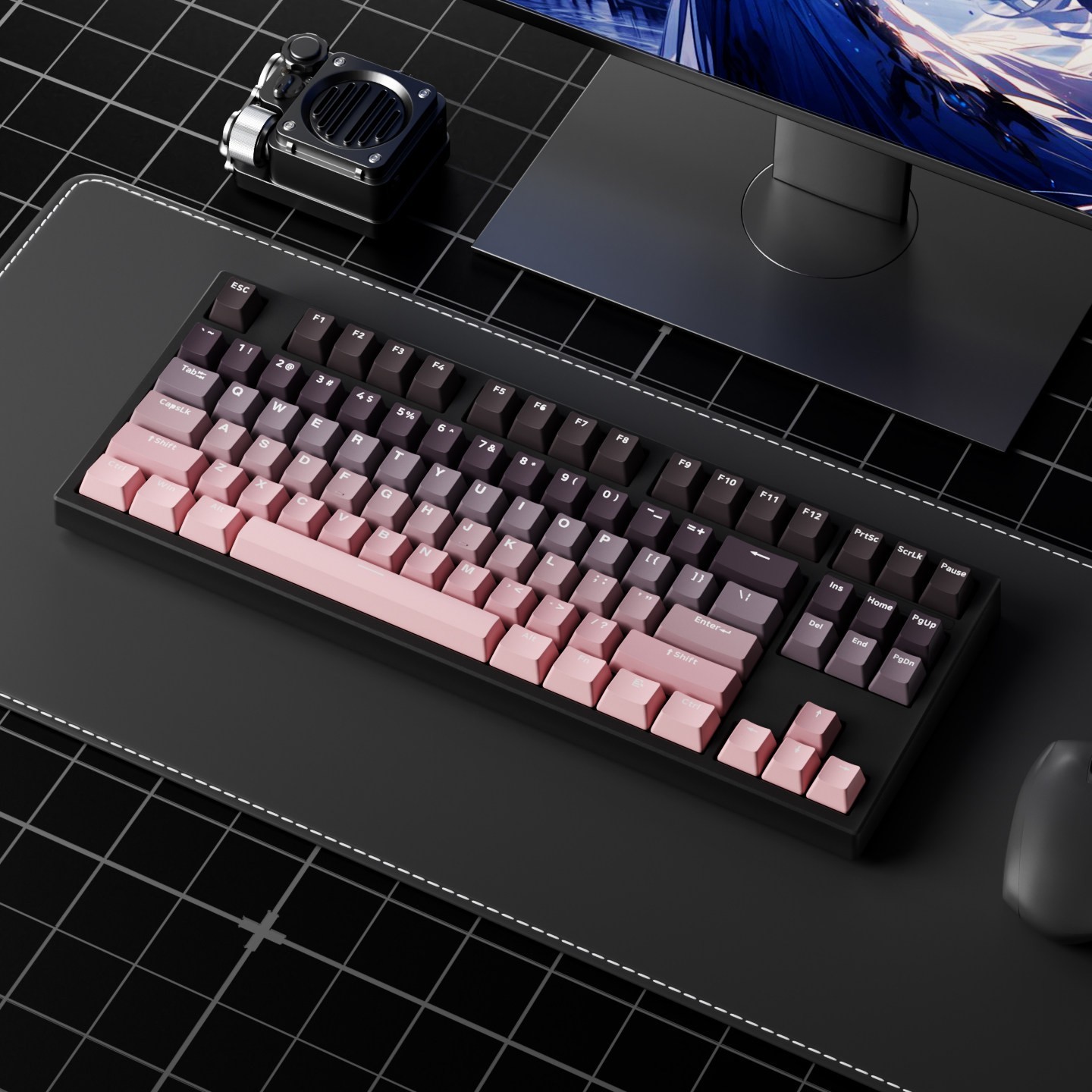 腹灵 nx87机械键盘女生无线有线可爱透明发光静音电竞游戏
