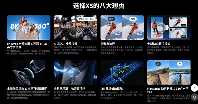 影石insta360 X5全景运动相机手持摄像机 长沙3798元