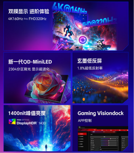 HKC领航M8QD-Minilled显示器上市:4K双模玄墨低反屏,重塑电竞影音新体验