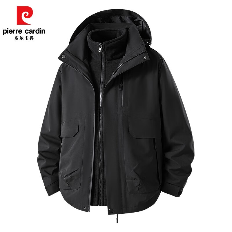 皮尔·卡丹4XL黑冲锋衣低至94元