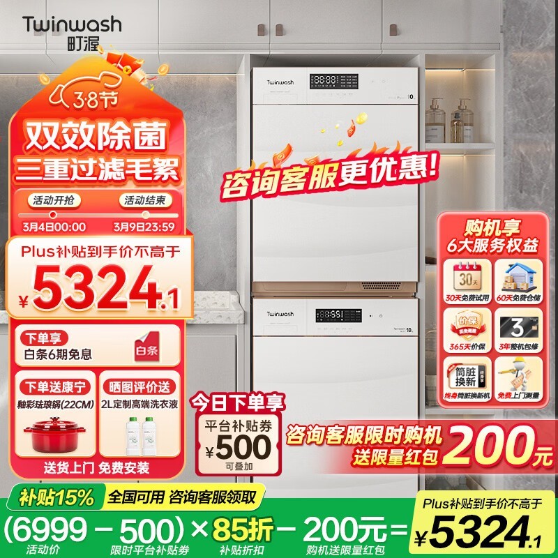 町渥TG100WW+TD100EWW洗烘套装京东特惠