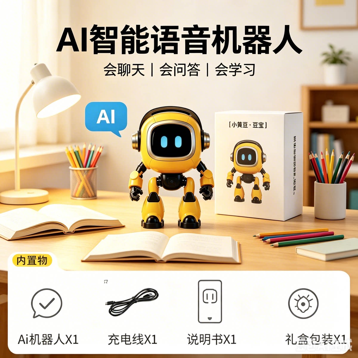 智能AI对话机器人豆包语音互动桌面陪伴宠物电子玩具宝贝生日玩具