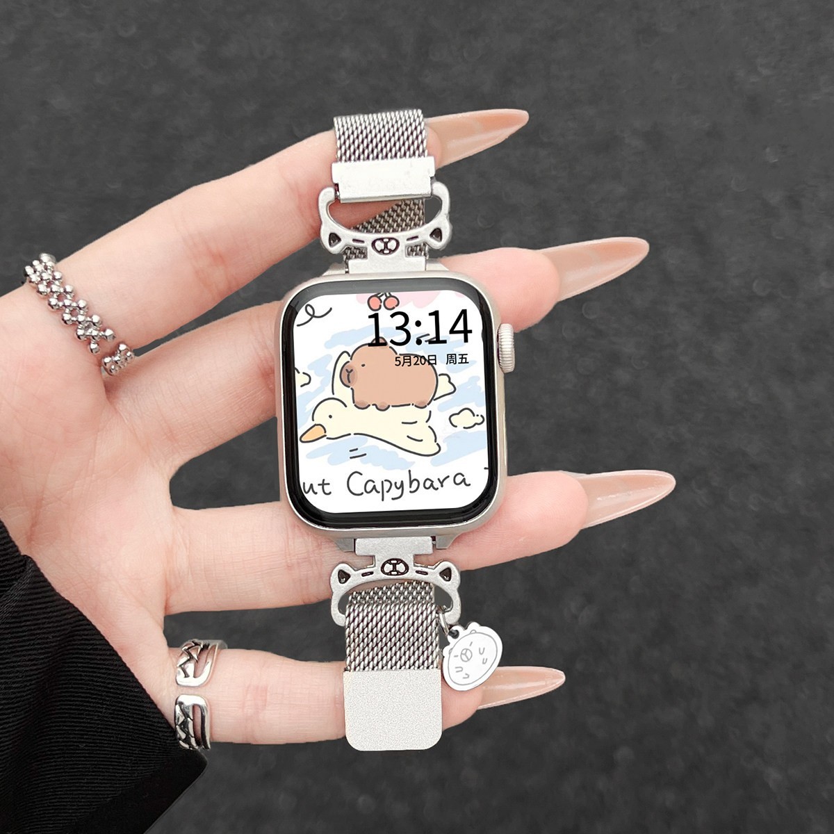适用华为手表fit5手表带新款fit5pro金属磁吸watchfit4高级感女生腕表智能女款腕带fit3的专用手表链卡通系列