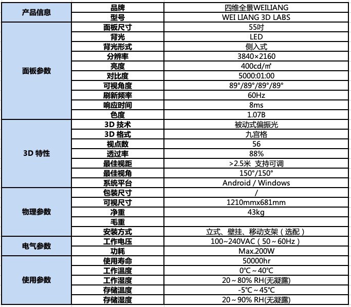 尉亮3D屏被动式偏振光立体屏VR 3D55寸竖屏3D显示器