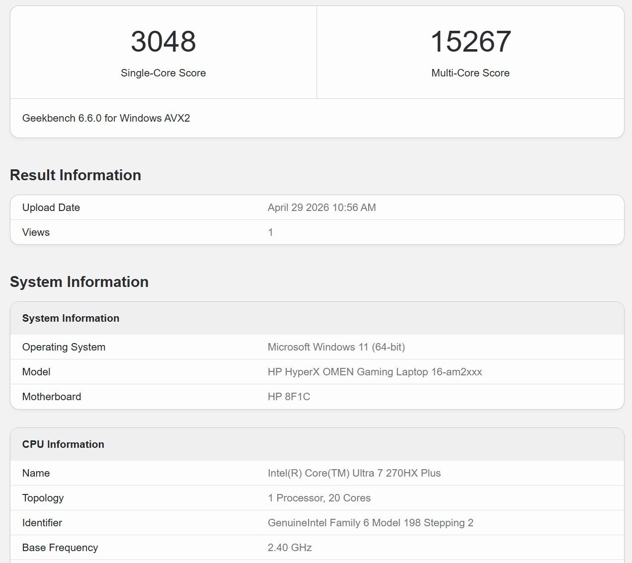 英特尔酷睿Ultra7 270HX Plus评测:高端机型选它是对的