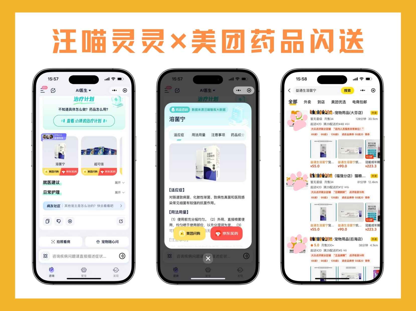 汪喵灵灵联手美团打通宠物AI问诊+买药闪送服务链