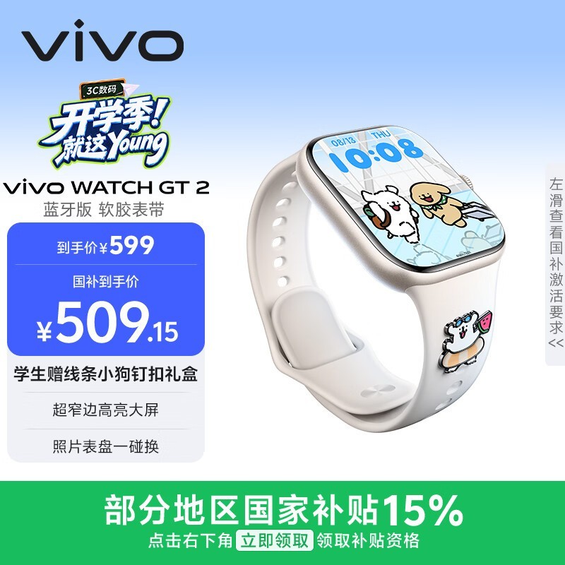vivo WATCH GT 2 空格白 超窄边高亮大屏 照片表盘一碰换 33天蓝牙续航 智能手表