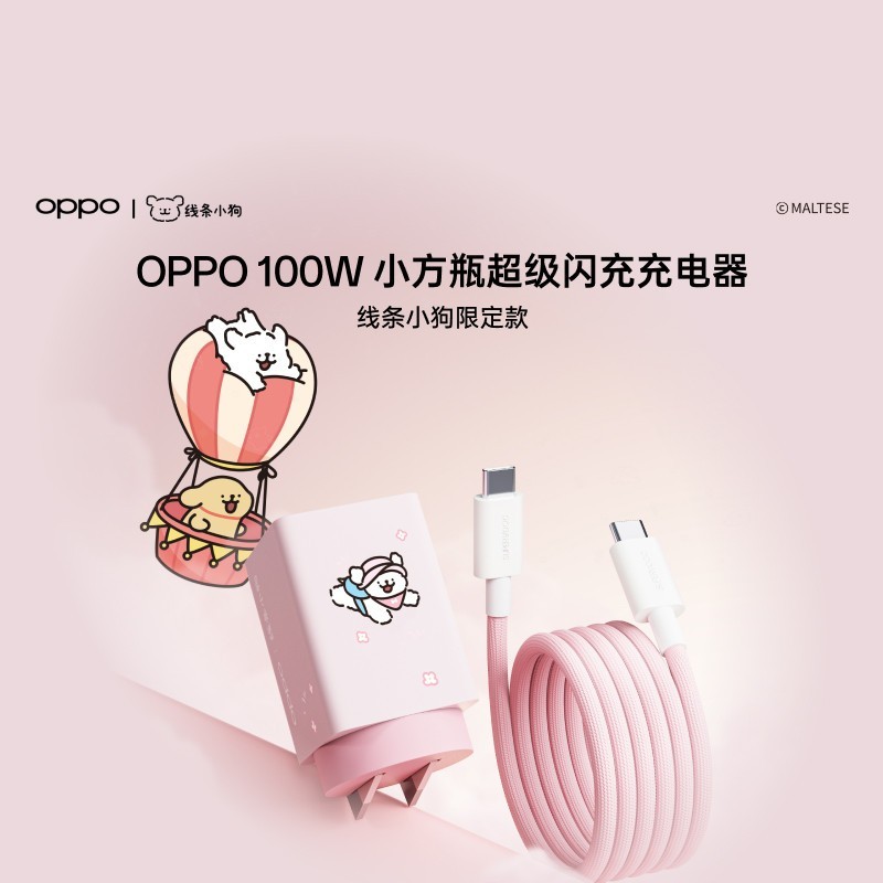 OPPO 100W 小方瓶线条小狗新款官方联名超级闪充氮化镓充电器