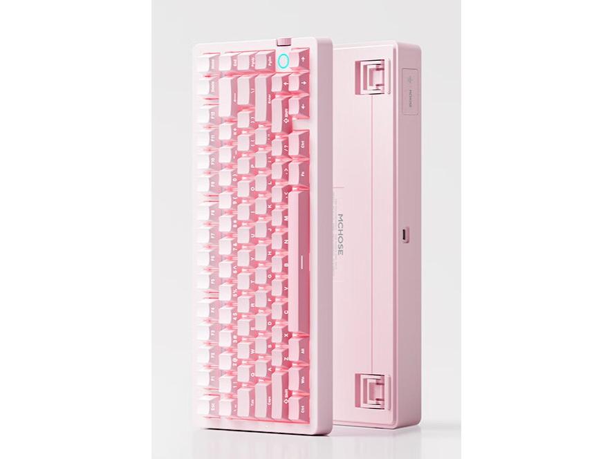 迈从 G75 V2 雾桃渐变侧刻 冰蓝轴