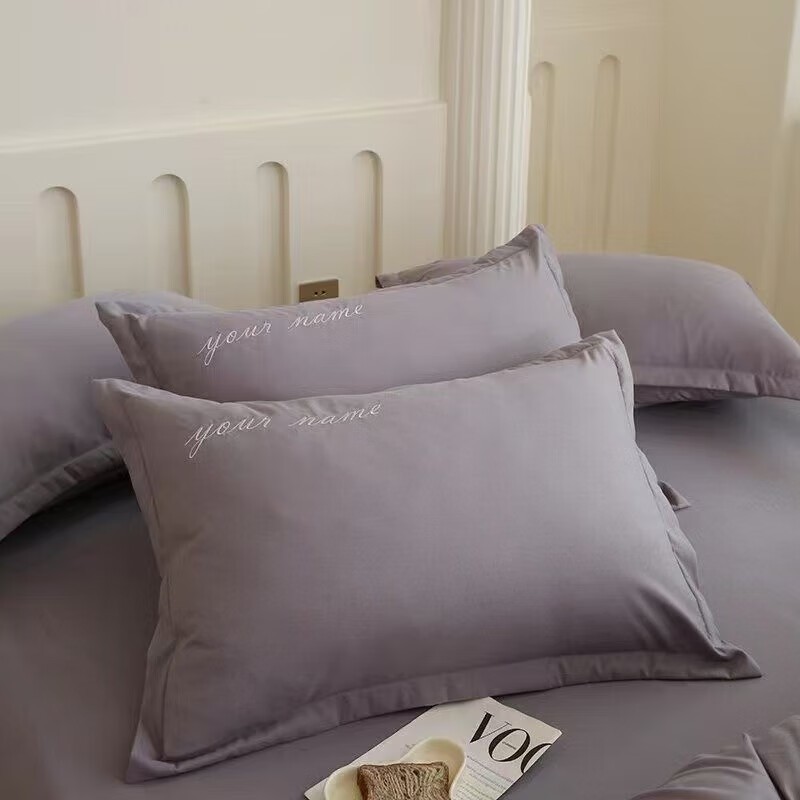 朴顿庄园深灰绣花枕套,21.9元包邮!