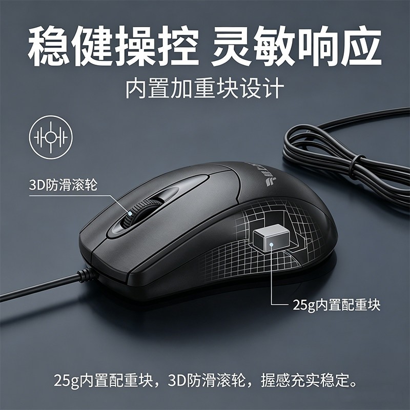 键上飞 办公商务电脑键盘套装有线笔记本台式轻薄通用办公商务静音打字