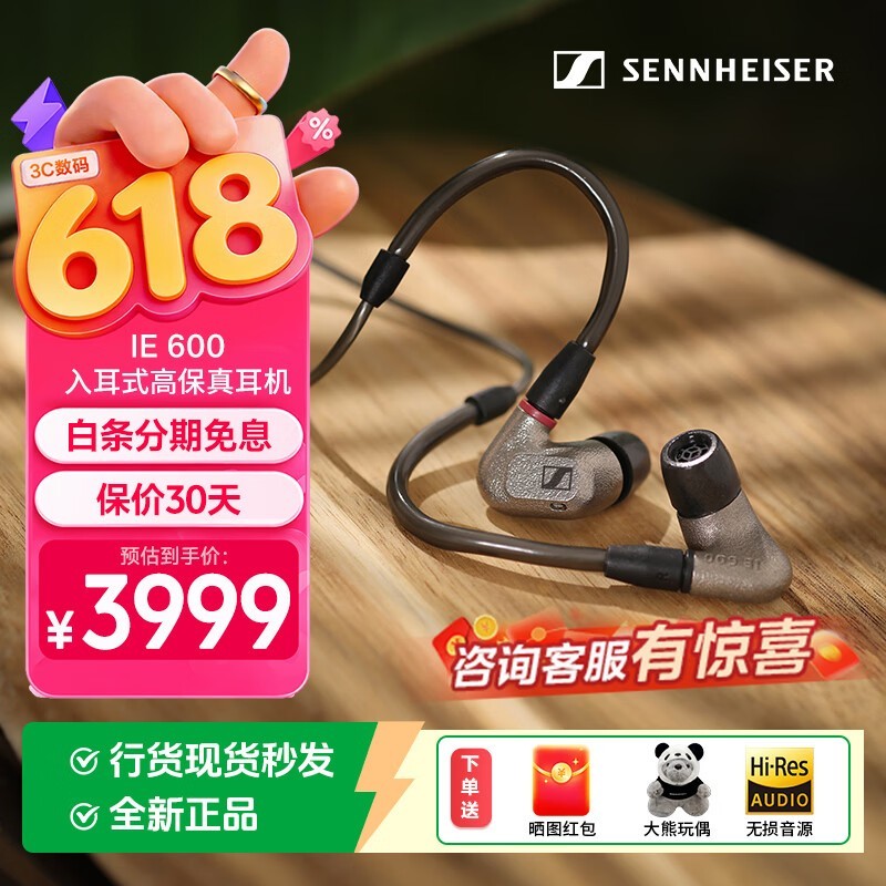 森海塞尔(Sennheiser)IE 900/IE 600 入耳式旗舰级有线耳机 高保真HIFI音乐耳机 IE 600