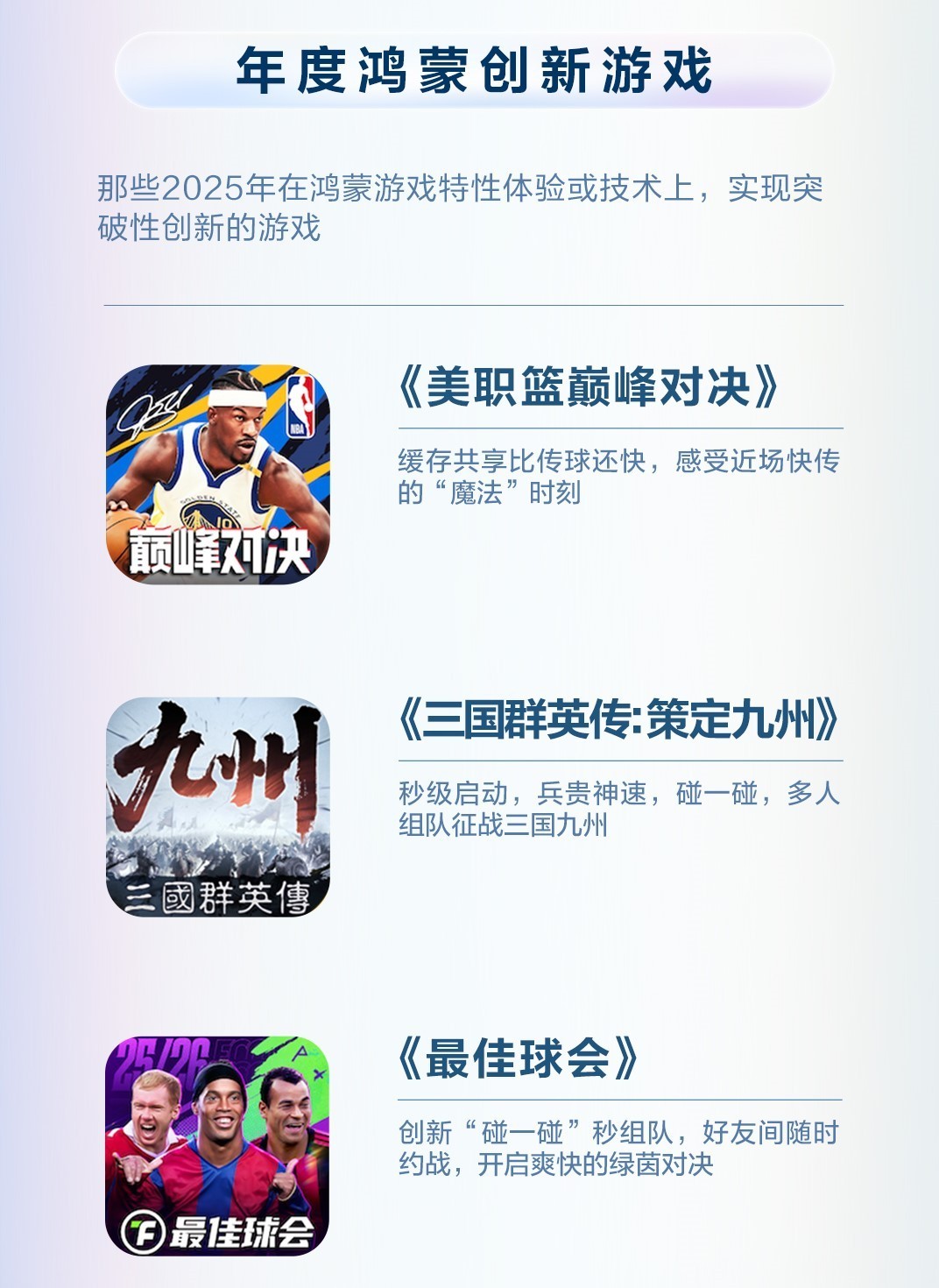 华为游戏中心2025年度先锋榜出炉,三角洲行动、原神等大作上榜