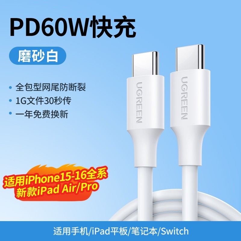 绿联双TypeC数据线PD100W快充8.91元