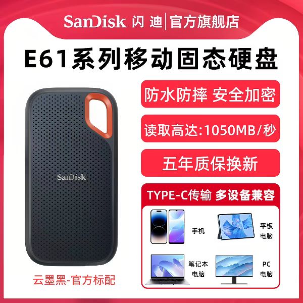 闪迪 E61 移动固态硬盘 Type-C