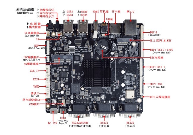 定昌RK3568工控主板宽温级安卓嵌入式工控主板DC_EN568