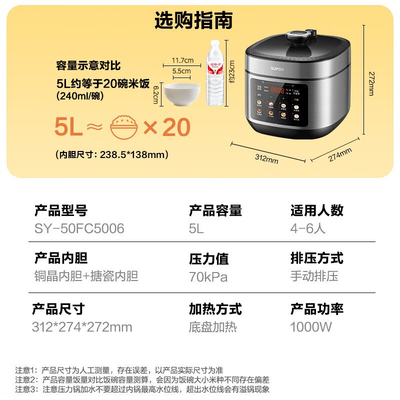 苏泊尔中途加菜电压力锅5L