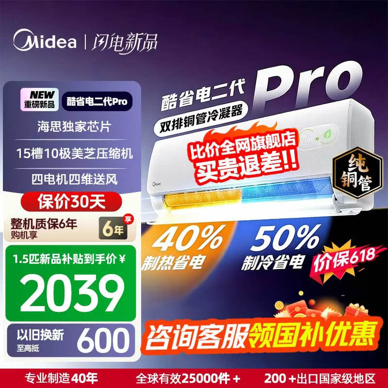 美的酷省电二代Pro空调大1.5匹
