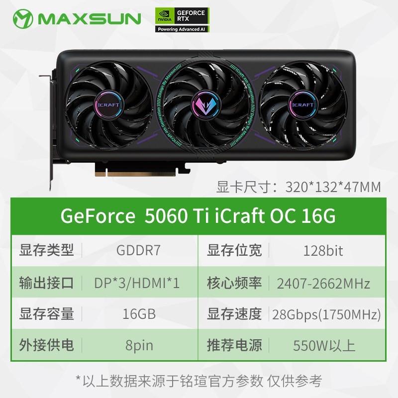 铭瑄 MS-RTX5070 iCraftX2 OC12G