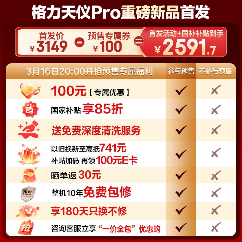 格力天仪Pro空调优惠购,低至2357元