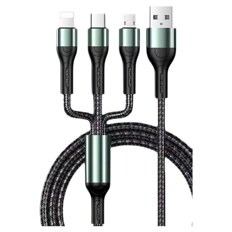 击音 三合一快充数据线 黑色 1.2米