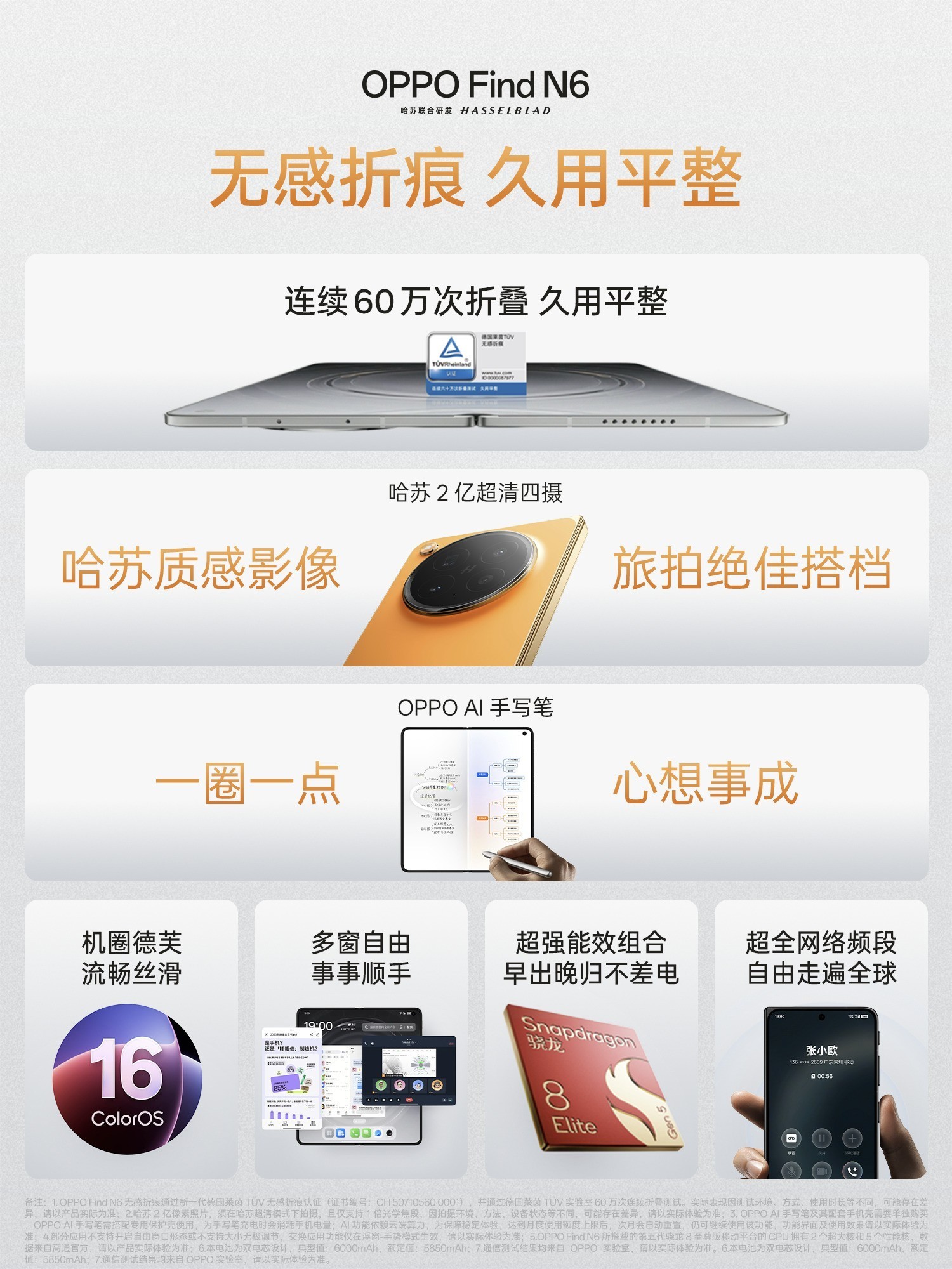 折痕无感 哈苏加持,OPPO Find N6发布9999元起