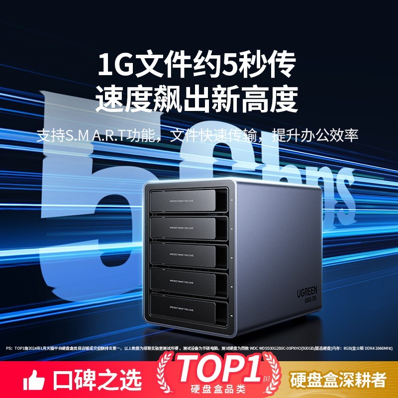 绿联 硬盘阵列柜 2盘位 基础款 RAID 外接3.5/2.5寸机械磁盘SATA储存器