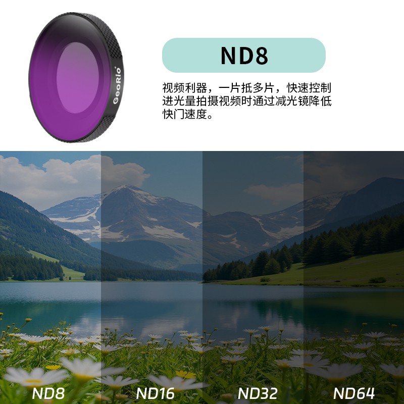 GeoRio·奇沃适用于大疆DJIOSMONANO滤镜套装ND8/16/32减光镜全家桶NANO运动相机黑柔滤镜镜片配件CPL偏振镜