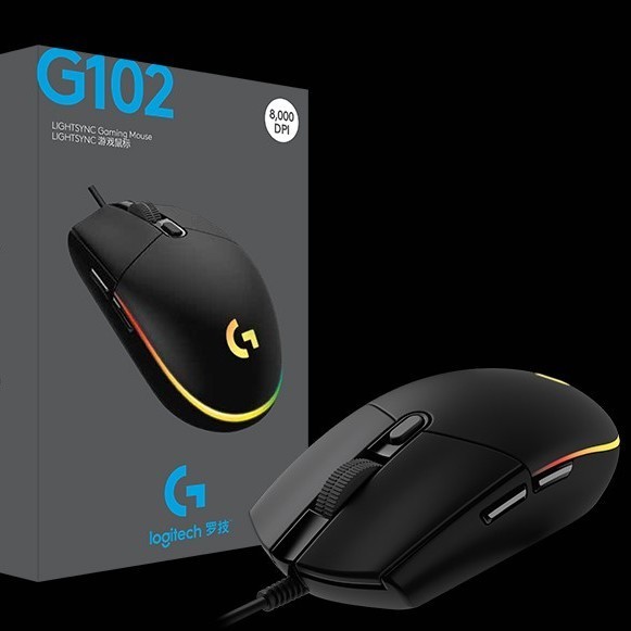 罗技 G102 二代 有线鼠标 8000DPI RGB