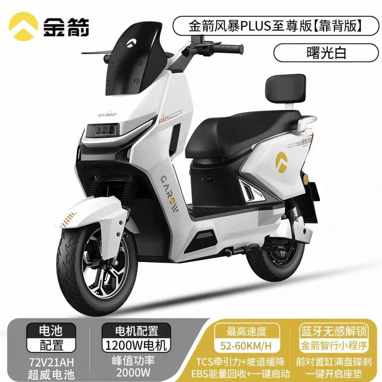 金箭 风暴PLUS至尊版电动摩托车大功率长续航72V21Ah超威电池