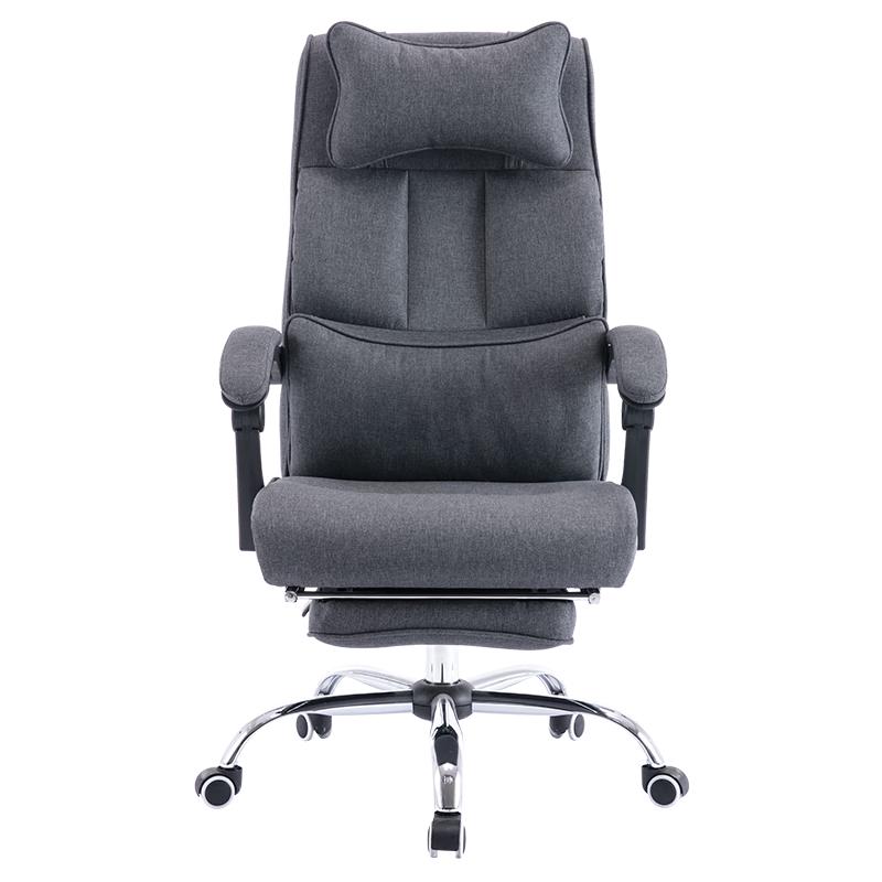 习格 办公椅电脑座椅可躺午休午睡办公室椅子舒适久坐老板人体工学 亲肤棉麻-带搁脚