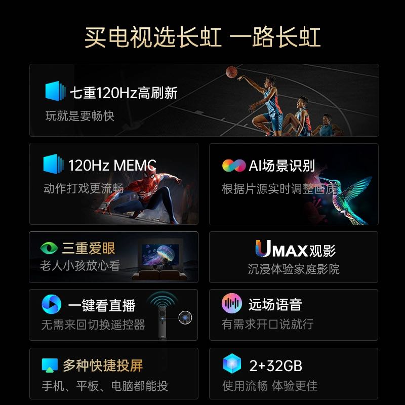 长虹75D55F - G1智能电视天猫优惠价2119元