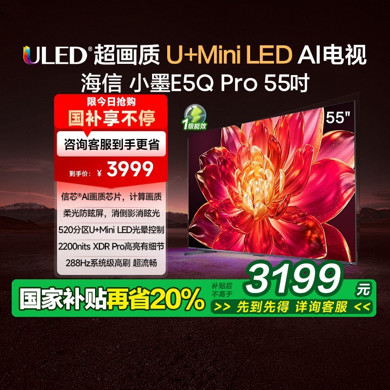 海信 55E5Q-PRO 液晶电视 55英寸 4K