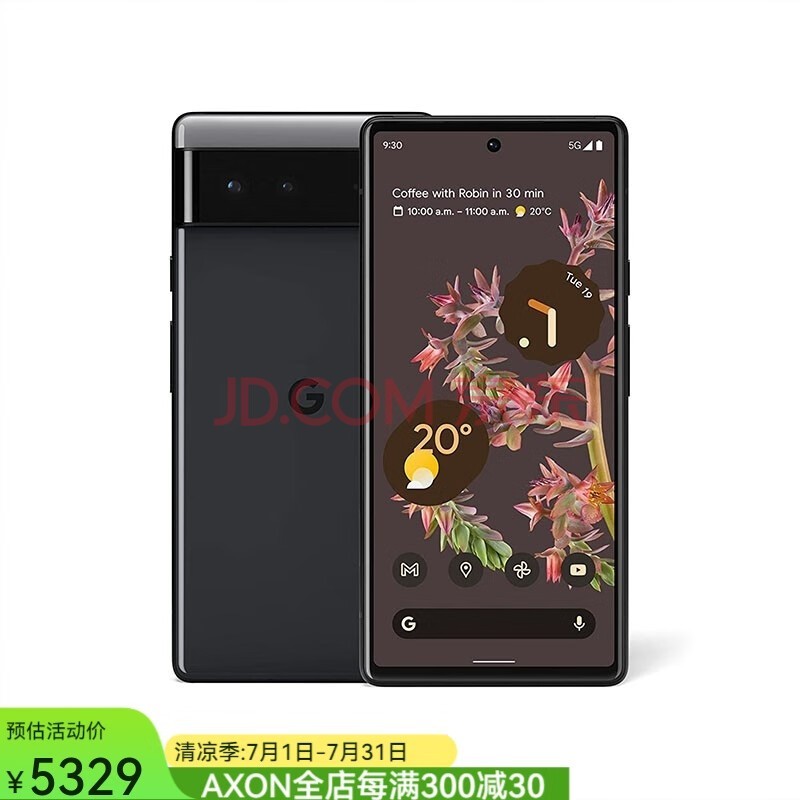谷歌（Google）pixel 6 像素智能手机 6.4英寸AMOLED屏 谷歌自研处理器 安卓12 黑色 促1：810029930567 256GB