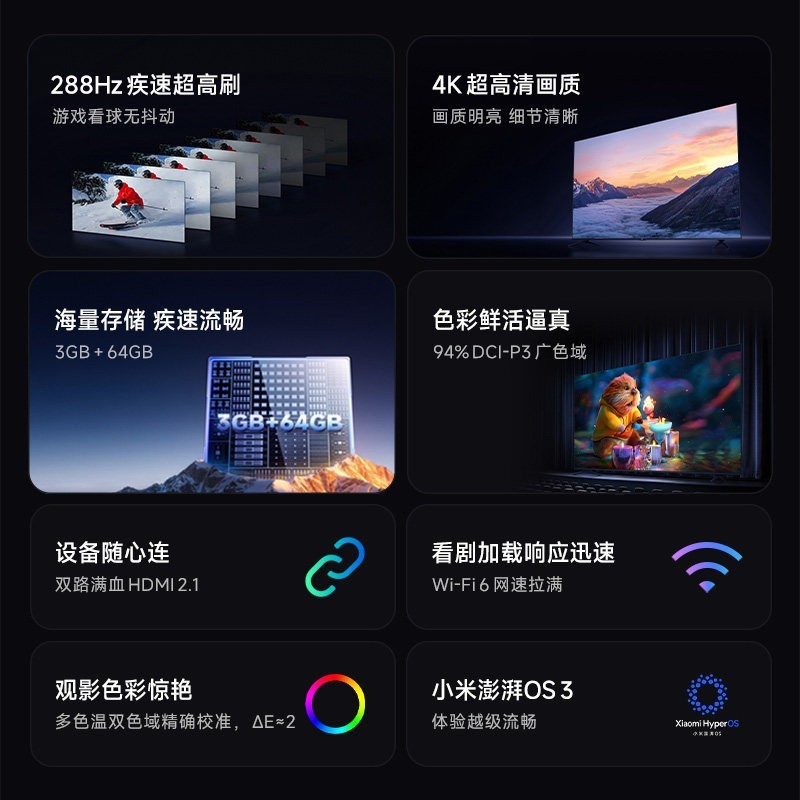 小米 L65RC-AP系列 288Hz高刷护眼 4K超高清智能电视
