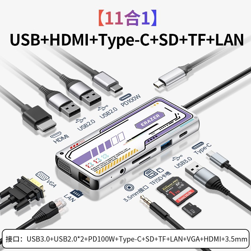 联想 生态品牌异能者扩展坞Type-c转接口11合1