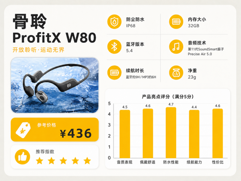 从泳池到跑道：骨聆ProfitX W80骨传导运动耳机全场景评测