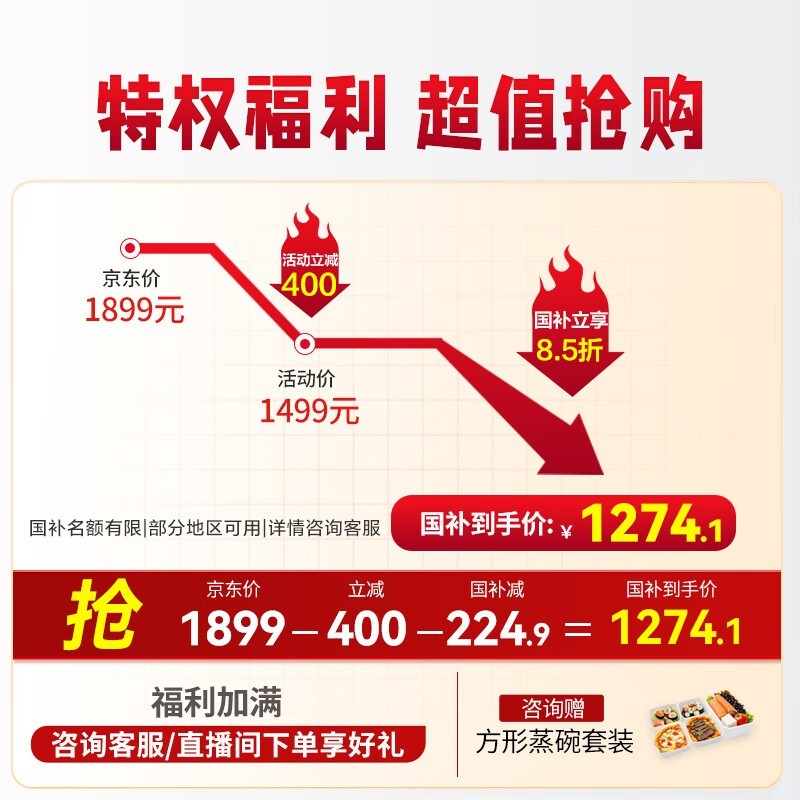 飞利浦NA555空气炸锅9L京东促销低至1201元