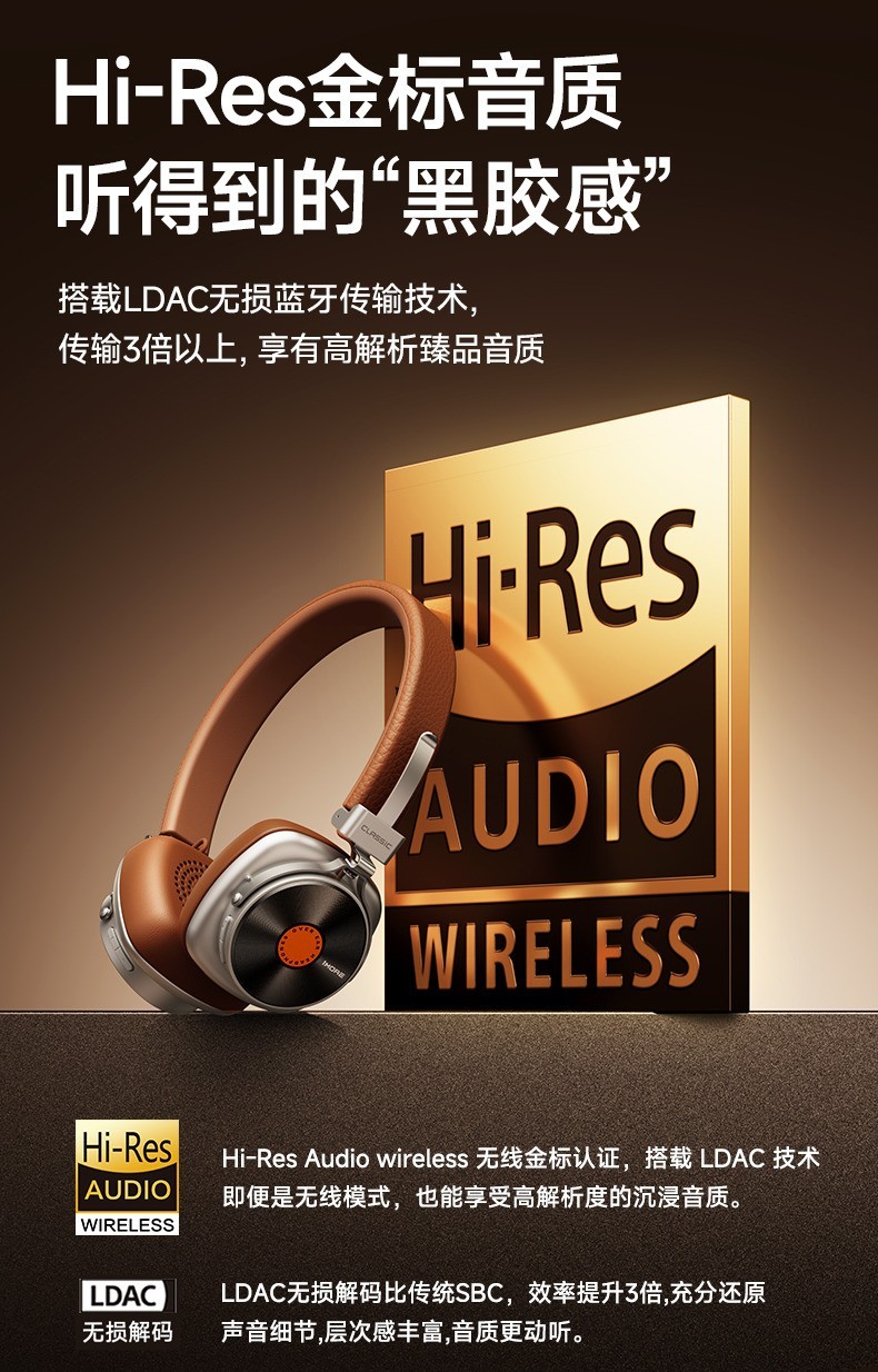 1MORE黑胶头戴耳机HQ36重磅上市:复古美学兼顾Hi-Res高解析音质